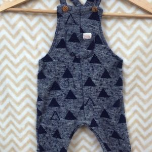 Blue Knit Overall with Triangle Print